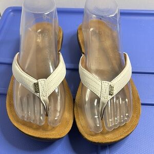 Reef White and Brown Sandals with Contoured Footbed